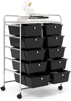 GOFLAME 10-Drawer Rolling Storage Cart, Art Craft Storage Organizer on Wheels by GOFLAME