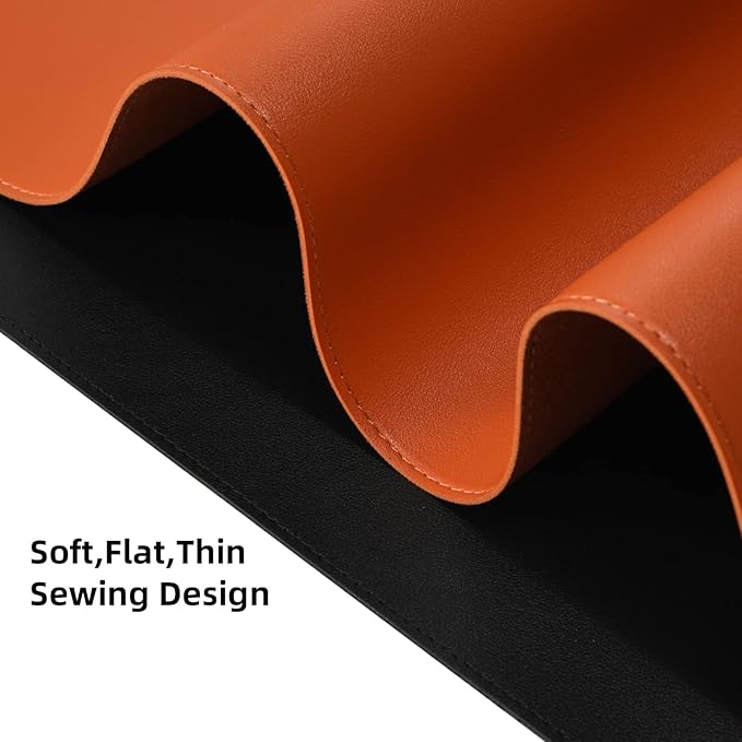 Wolaile PU Leather Desk Pad Blotter, Waterproof Orange Office Desk Mat - Image 3