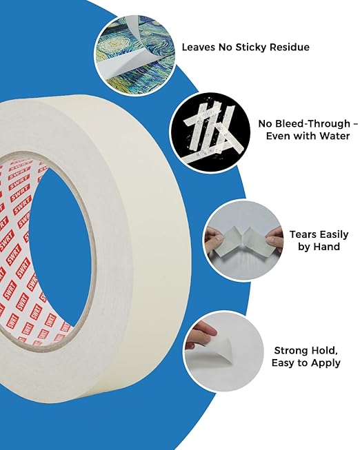 SWRT Masking Tape 2” x 55Yds, 10 Rolls – Bulk Value White Tape - Image 5