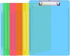 Plastic Clipboards, PANDRI 10 Pack Clear Colored Clipboards, Low Profile Clip by PANDRI