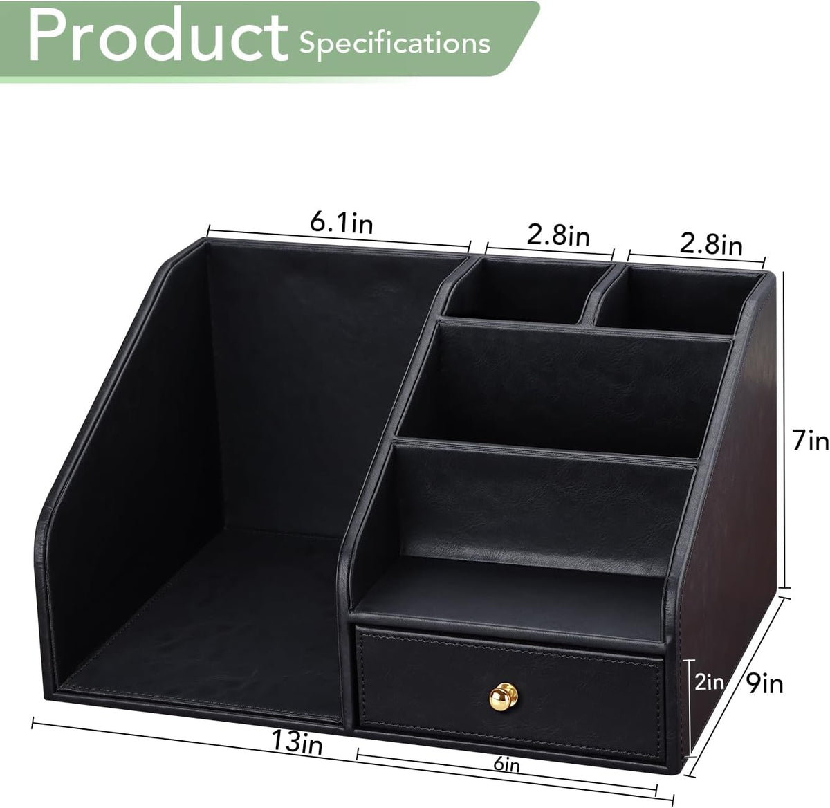 GORESE PU Leather Desk Organizer, File Organizer with Drawer and 4 Compartmen...