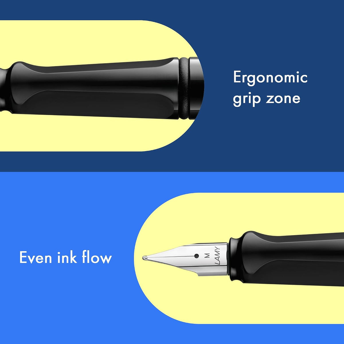 LAMY safari black - Fountain Pen with ergonomic grip & polished Left-Hand...