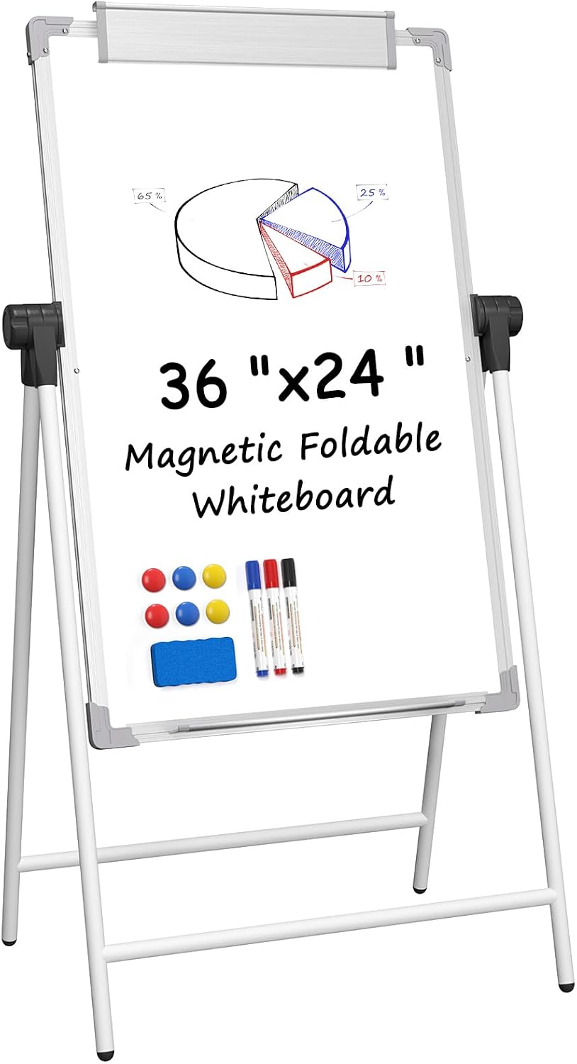 MaxGear Magnetic Whiteboard Easel 36'' x24'', Dry Erase Board...