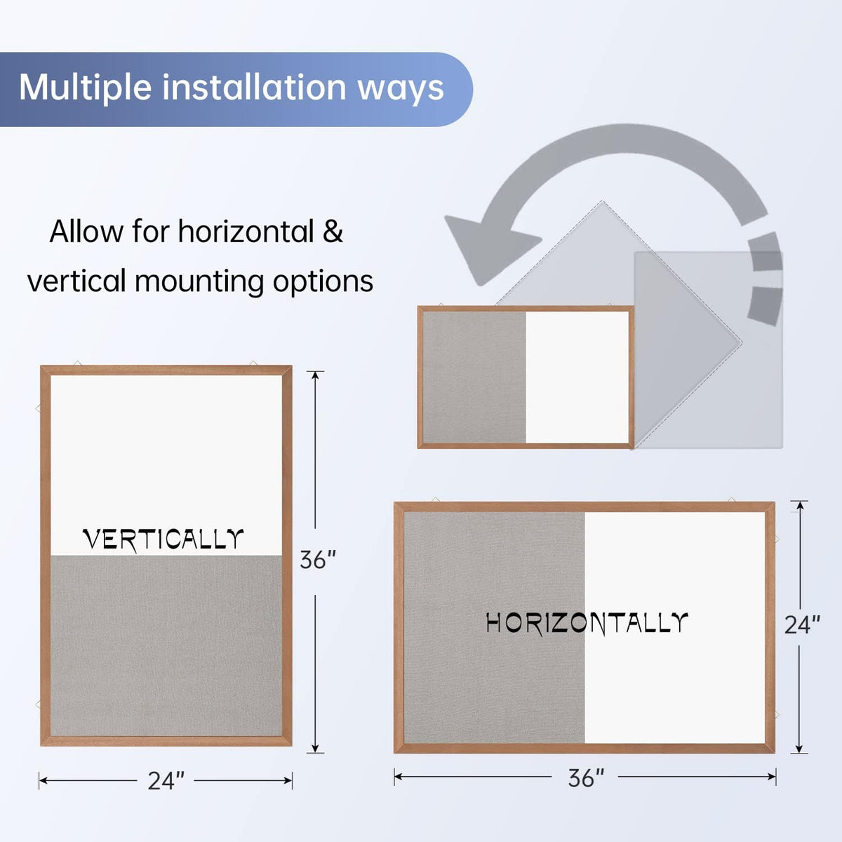 Grey Felt Bulletin/Dry Erase White Combo Board, 36" X 24“ Combination Wh...