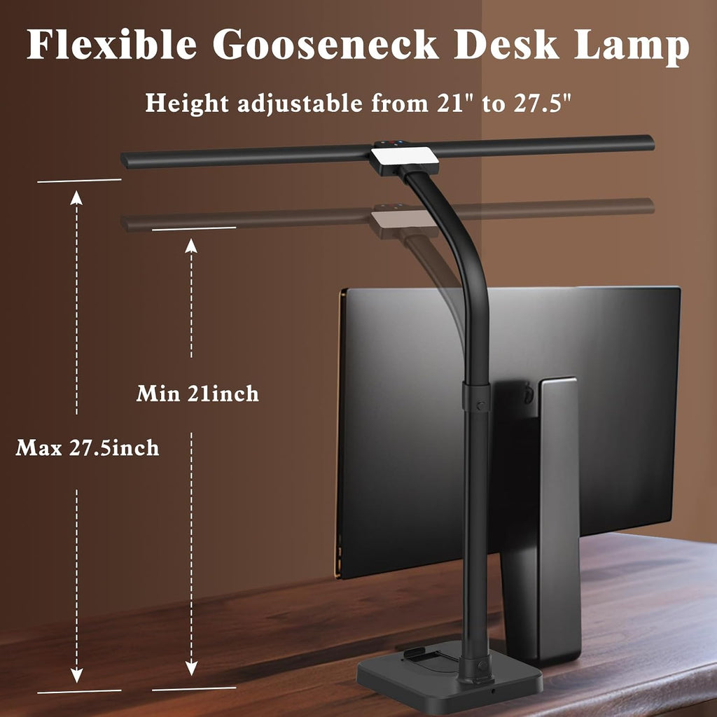 gaefury led desk lamp for home office, 24w, close-up detail
