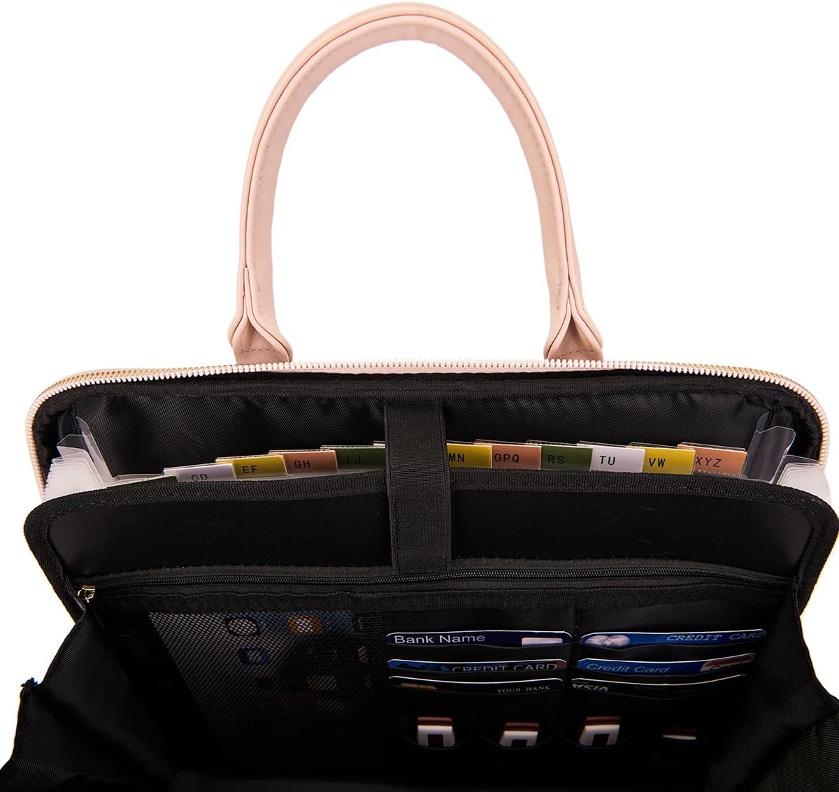 Accordian File Organizer Tote,Folder with Zipper & Labels,12 Pocket Expan...