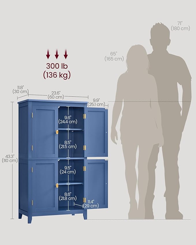 VASAGLE Floor Storage Cabinet, Freestanding Storage Unit - Image 3