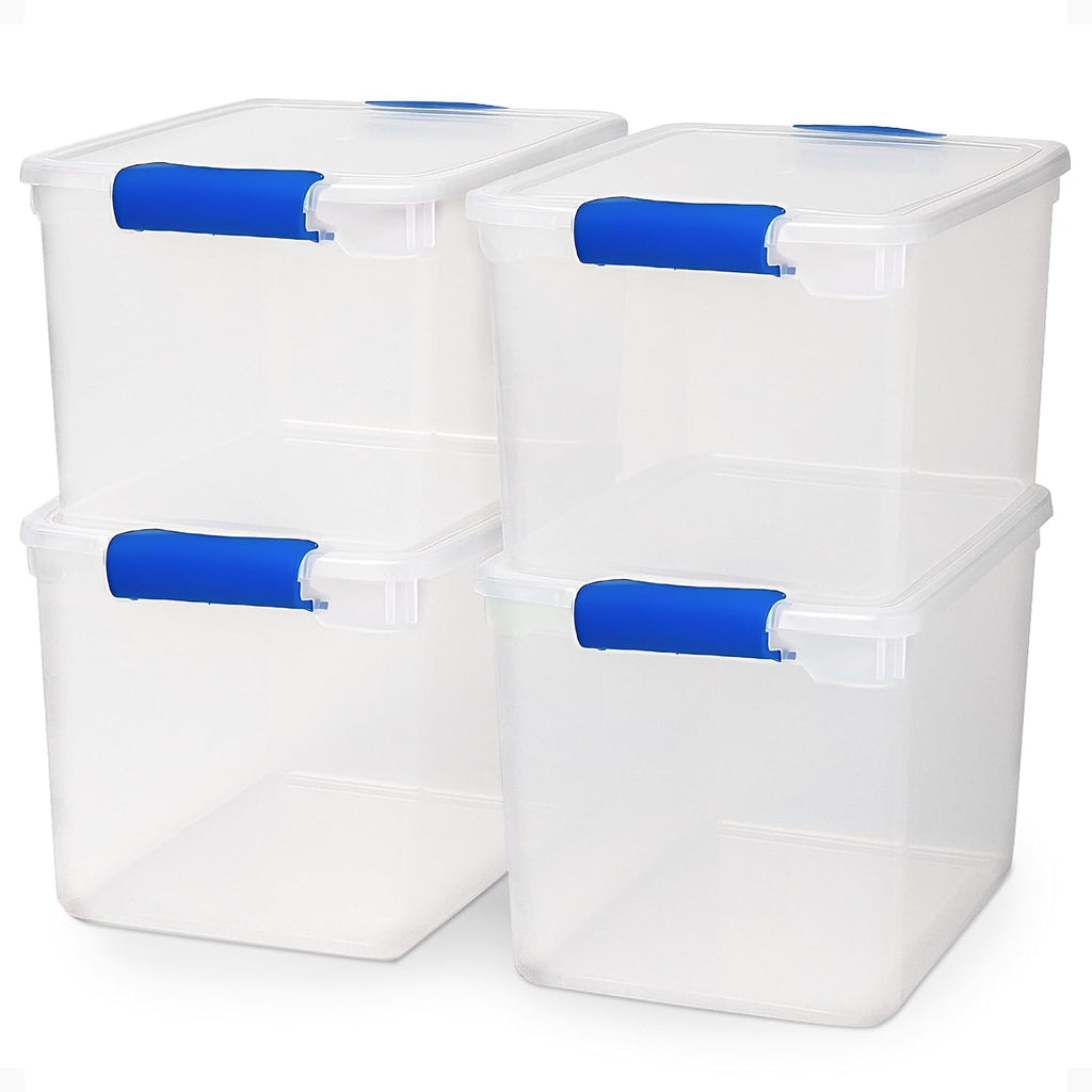 HOMZ 4-Pack 31 Quart Latching Lid, and Bathroom Organization