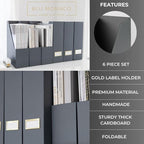 BLU MONACO | Set of 6 Foldable Grey Magazine File Holders - Image 5