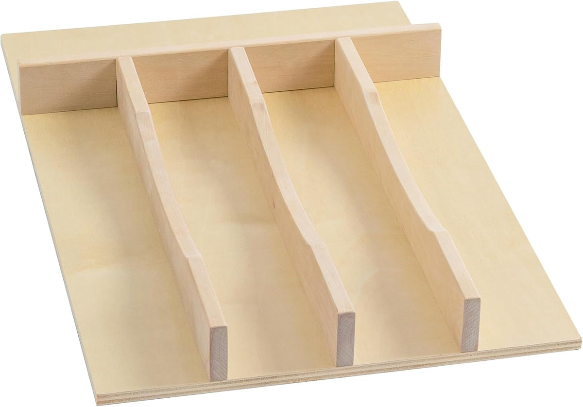 WelFurGeer Solid Birch Wood Silverware Drawer Organizer, Wooden Cutlery Drawe...