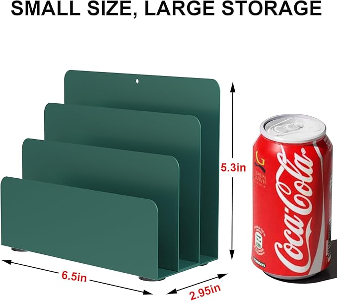 OUTIOE Mail Organizer Countertop, Small Desk File Organizer, Metal File Holder - Image 3