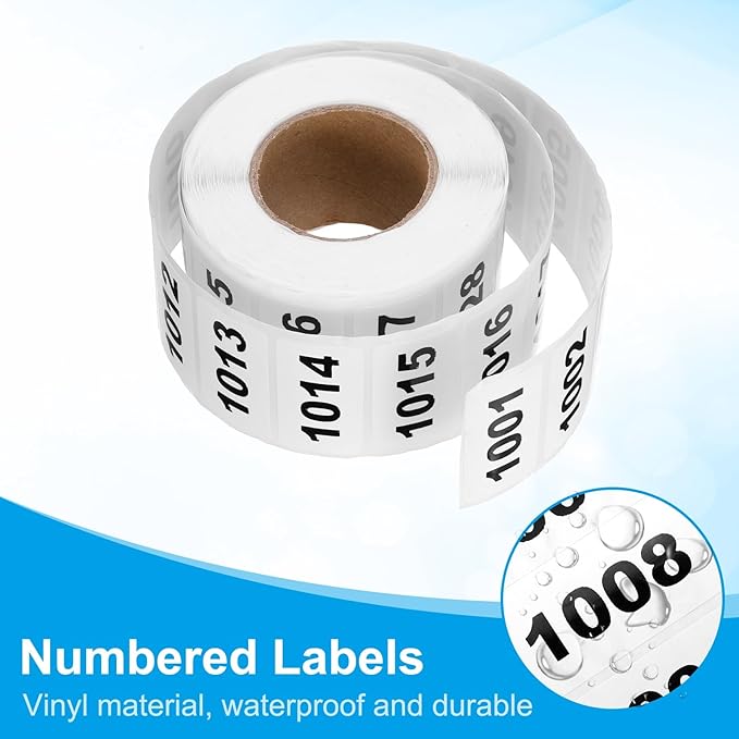 PATIKIL 0.8 x 1.6 Inch Inventory Number Sticker, 2 Roll 1002 to 2000 - Image 3