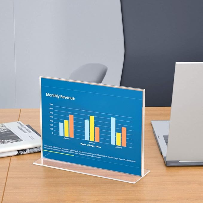 NIUBEE Acrylic Sign Holder 8.5x11 Inches 3 Pack Horizontal, T Shape Double - Image 8