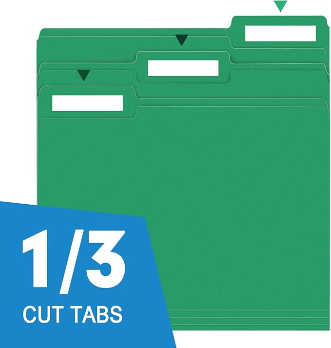 File Folder, RAZCC 100 Pack 1/3 Cut Tab File Folders Letter Size, Colored - Image 3