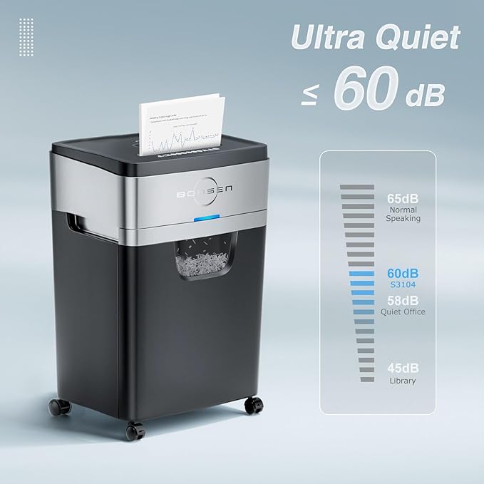 BONSEN Paper Shredder, 20-Sheet 60 Mins Nonstop Heavy Duty Paper Shredder - Image 3