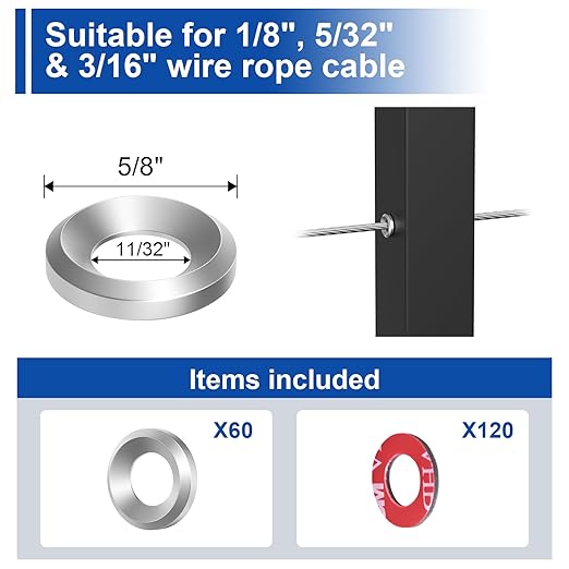 BLIKA 60Pack Cable Railing Adhesive Sleeves - Image 2