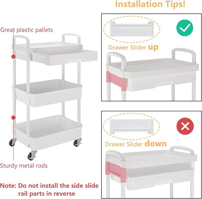 Calmootey 3-Tier Rolling Utility Cart - Image 6