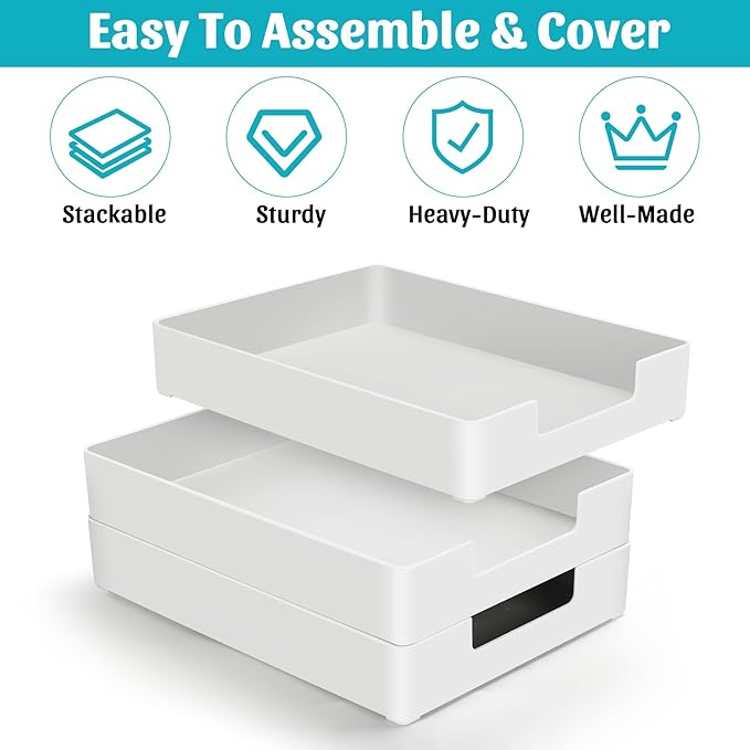 AZFUNN Letter-Size Tray Desk Letter Tray Paper Tray, Sturdy Heavy-Duty Plastic - Image 6