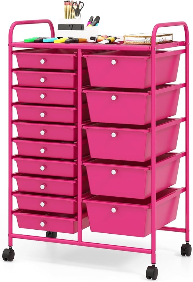 GLACER 15 Drawers Rolling Cart, Storage Cart by GLACERGrowupinhappiness