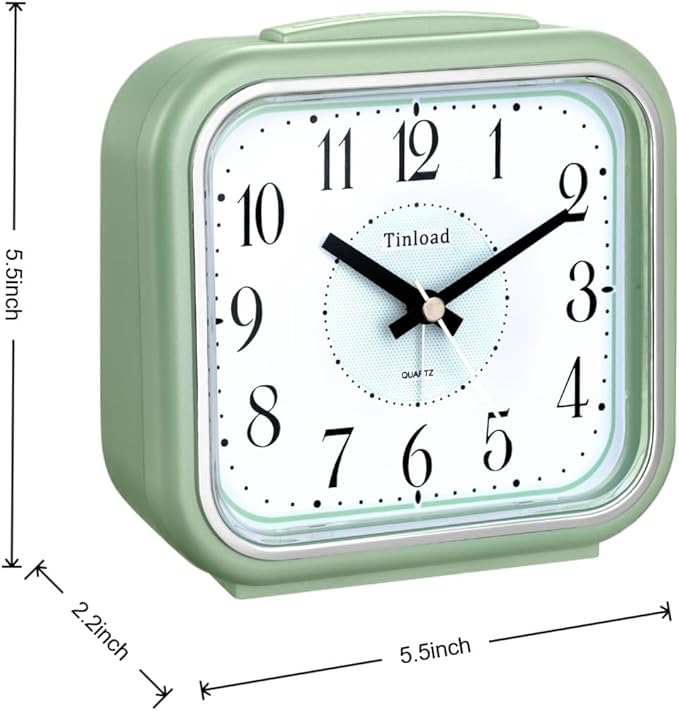 Tinload 5.5" Large Analog Alarm Clock Silent Non Ticking, Gentle Wake, Beep - Image 3