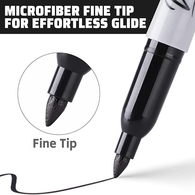 36 Pack Permanent Markers Fine Tip, School & Home, Waterproof, Smear-Proof - Image 5