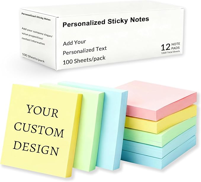 BEXOA EDC Bulk Personalized Sticky Notes 3"x3" by BEXOAEDC