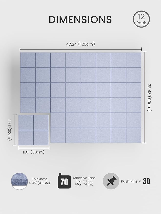 Bumusty Large Cork Board Alternative-47 x35 Felt Bulletin Board Tiles, - Image 2