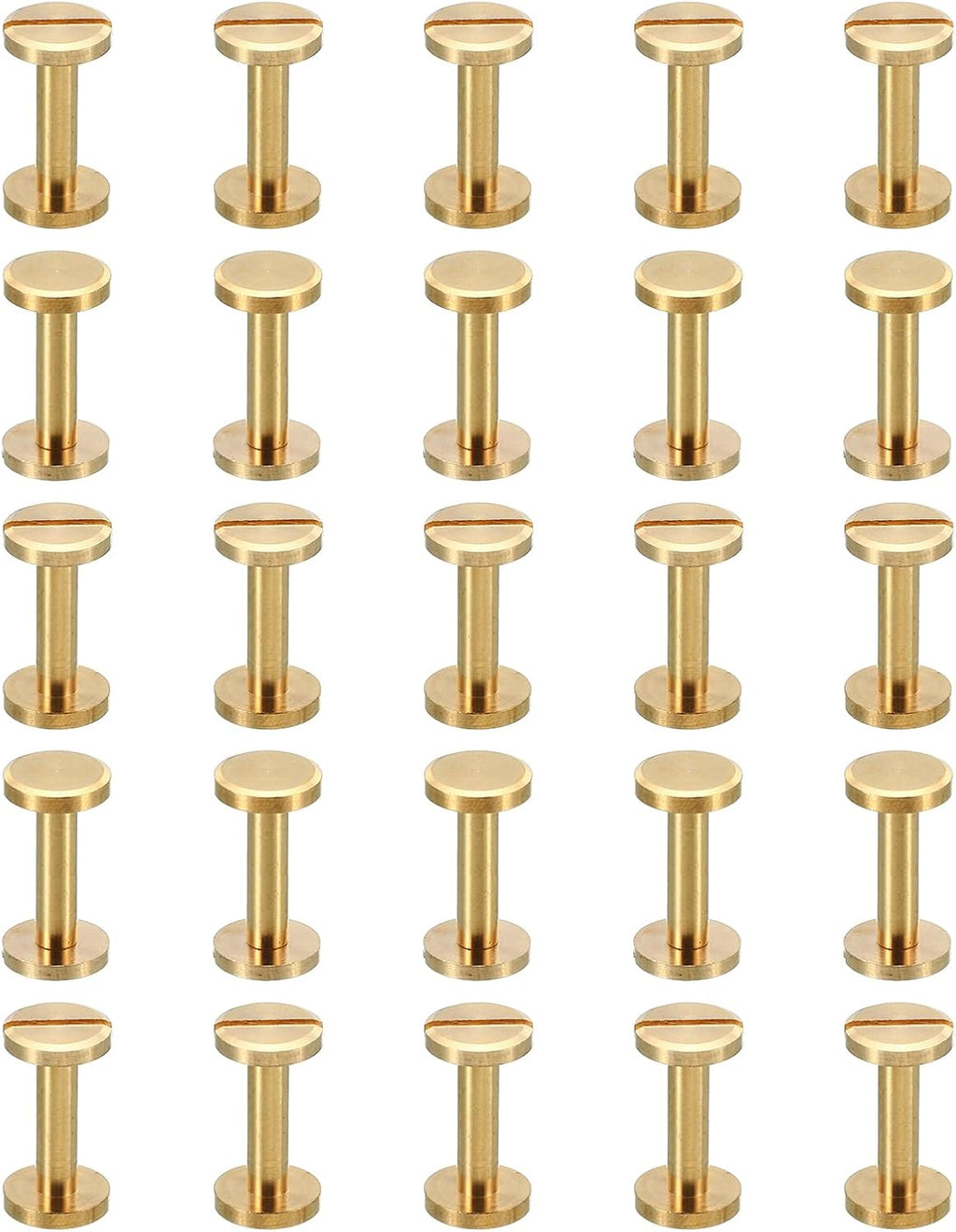 PATIKIL 25 Sets Chicago Screws, M4x16mm Chicago Screw Slotted Binding Post Screw Bolts Rivets Brass Fasteners Connectors for Leather Belt Scrapbook Photo Albums