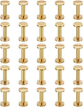 PATIKIL 25 Sets Chicago Screws, M4x16mm Chicago Screw Slotted Binding Post Screw Bolts Rivets Brass Fasteners Connectors for Leather Belt Scrapbook Photo Albums
