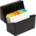 H4D 4x6 Index Card Holder with 100 Heavyweight Ruled Index Cards and 25 Plastic by H4D