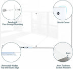 J&J worldwide Magnetic Glass Whiteboard 6' x 4' Ultra White, Large Frameless - Image 2