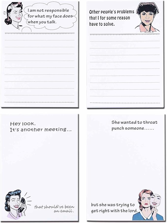 DUGUTUL 4 Funny Novelty Memo Pads, 4 x 5.5 in, 200 sheets, Coworker Gifts by WelcometovisitDUGUTULwithasmiletobuyyourfavoriteproducts