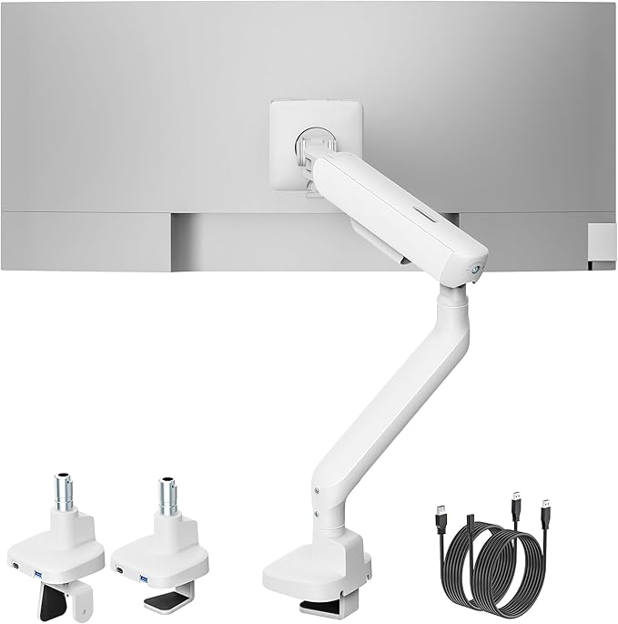 monTEK Single Monitor Arm with USB, Mechanical Spring Monitor Arm by monTEK