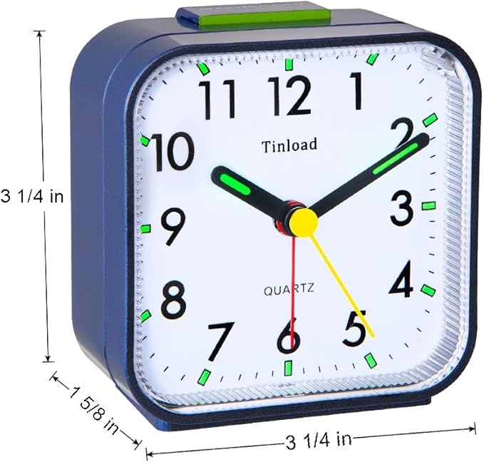 Tinload Small Battery Operated Analog Alarm Clock Silent Non Ticking, Ascending - Image 7