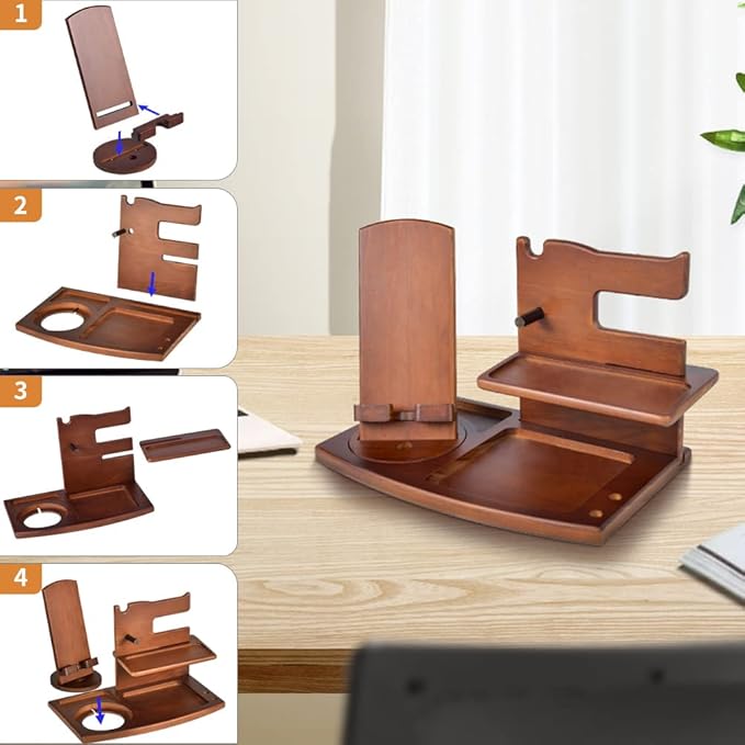 Gifts for Men, Fathers Day Wood Phone Docking Station for Dad, Desk or - Image 5