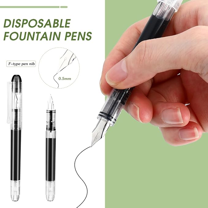 Crtiin 36 Pcs Disposable Fountain Pens, Back to School Quick Drying Ink Pen - Image 2