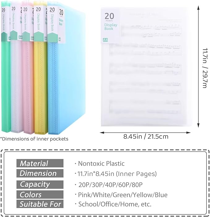 Phyxin 20-Pocket Portfolio Binder Organizer, Binder Sheet Protectors 8.5" x 11" - Image 3