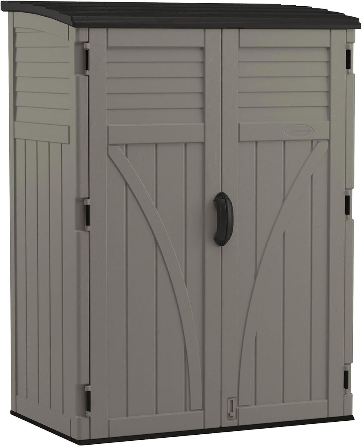 suncast 54 cu ft medium vertical storage shed, side view