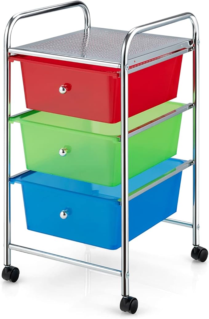 Giantex Rolling Cart with Drawers, Craft Organizer with Wheels, 3 Drawer by Giantex
