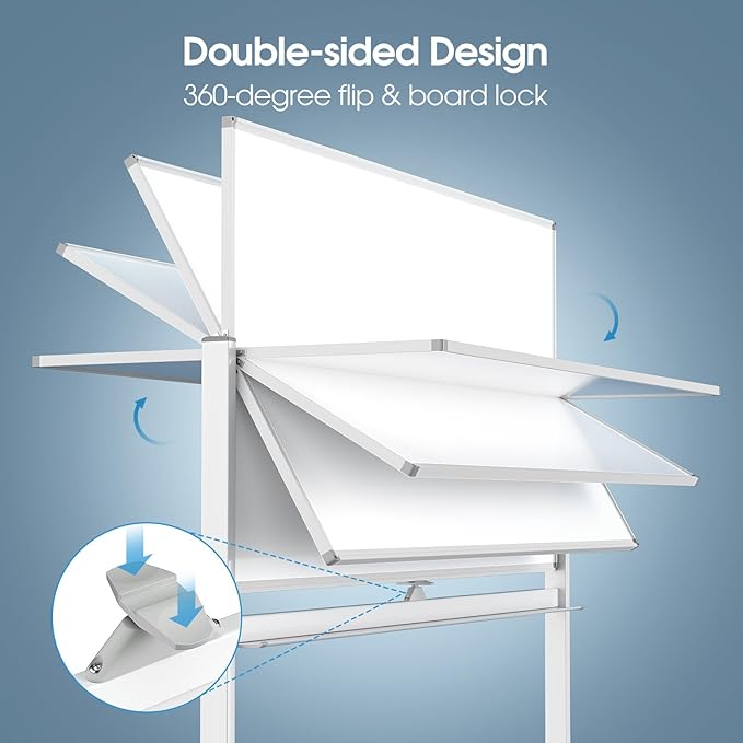 MaxGear Rolling Whiteboard, 72 x 40 Inch Double-Sided Magnetic Dry Erase Board - Image 2