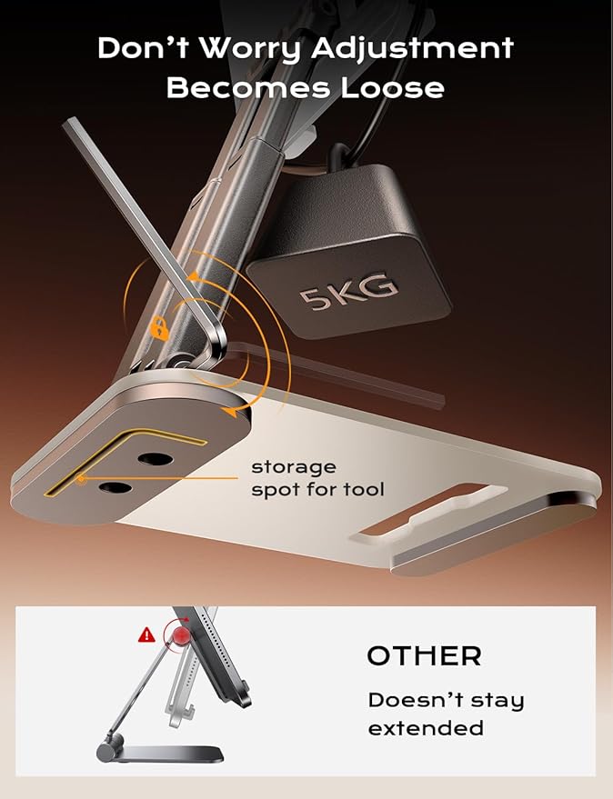 LISEN Tablet Stand for iPad Stand Holder Desk, Foldable Home Office Desk - Image 5