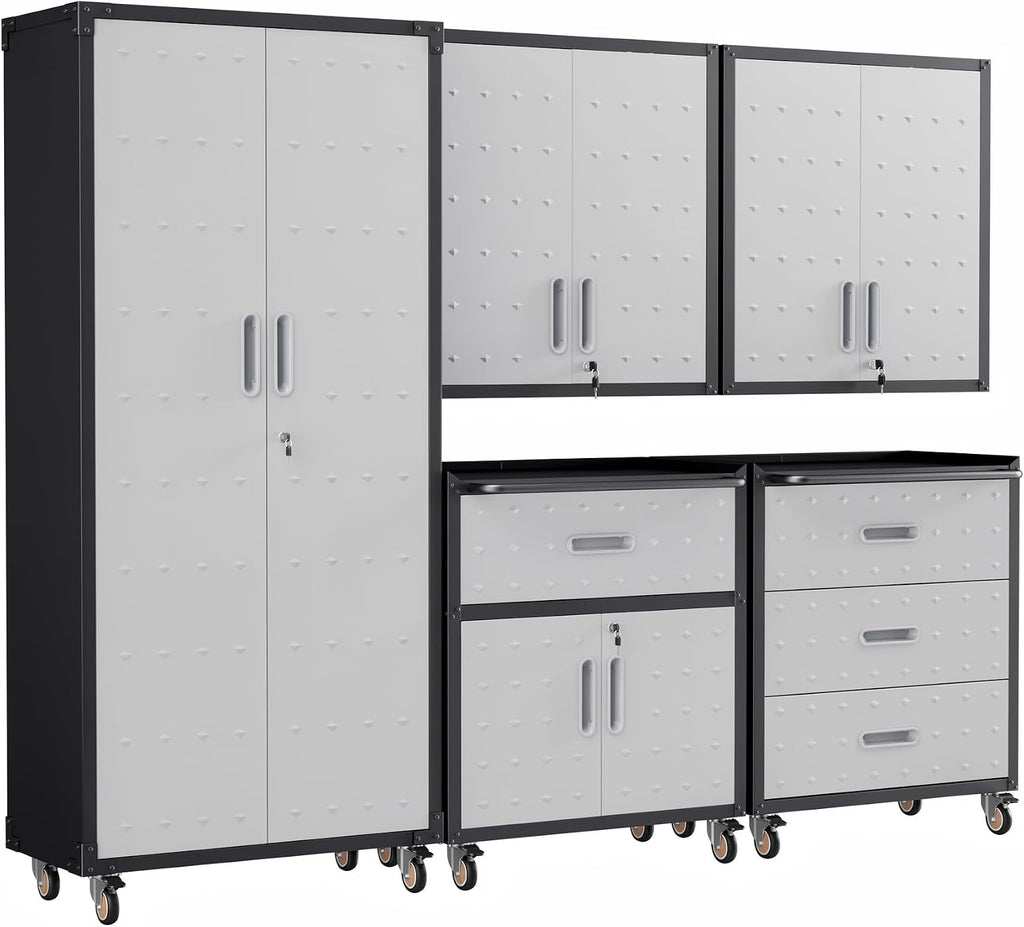 5-piece garage storage cabinets system heavy duty workshop, main product view