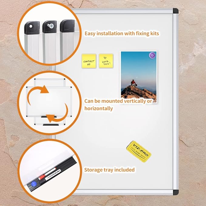 VIZ-PRO Magnetic Dry Erase Board, 48 X 24 Inches, 3 Pack - Image 4