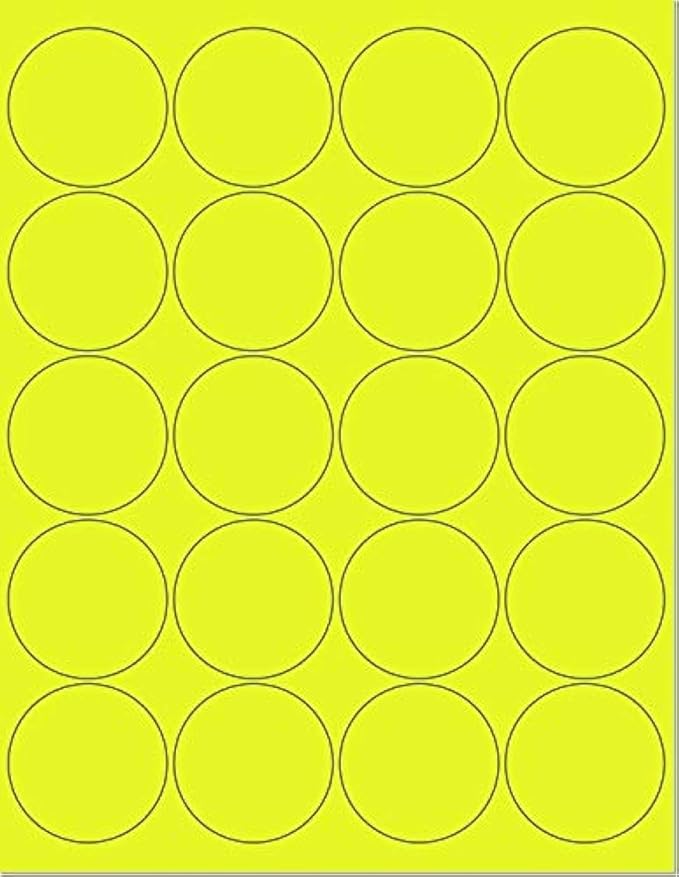 Pack of 50 Sheets, 8-1/2 x 11" Fluorescent Labels by NextDayLabels