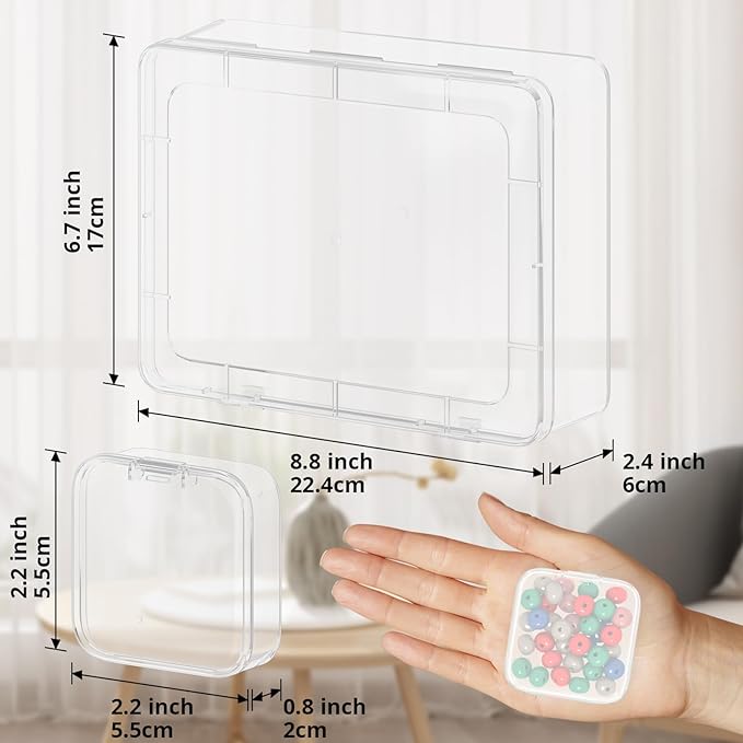 Mathtoxyz Bead Organizer Box, Mini Clear Storage Containers - Image 2