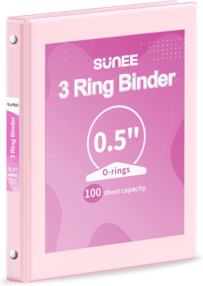 SUNEE 3 Ring Binder 1/2 Inch 1 Pack by SUNEE