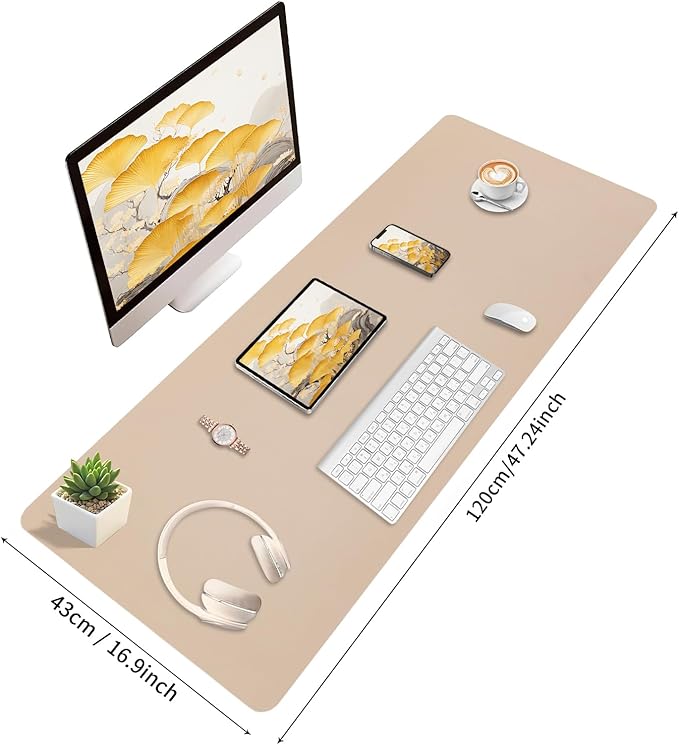 Bloss Extra Large Leather Desk Ma, 47.2" x 16.9" Non-Slip Dressing Table Cover - Image 2