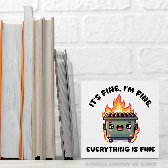 Funny Desk Decor, Dumpster and Fire Wood Box Sign - Image 3