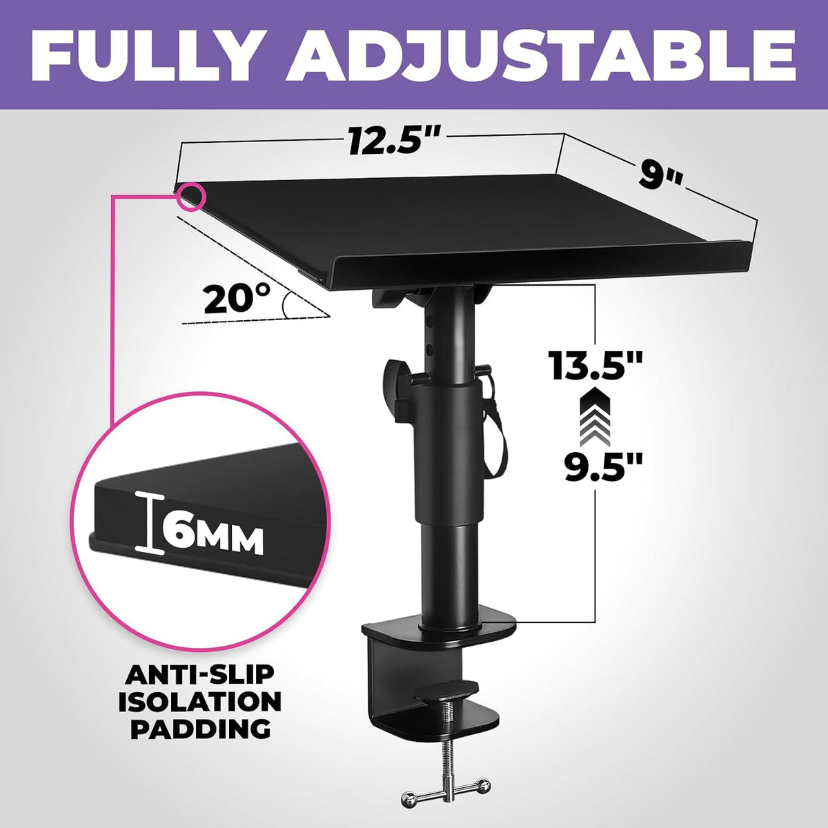 Liquid Stands Laptop Desk Mount for Piano, Keyboard & DJ Workstations - 9...