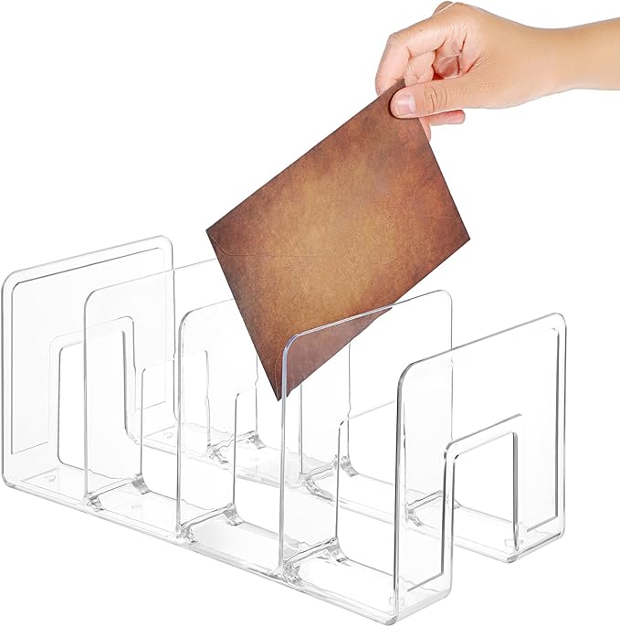 Lemecima 4 Pack Acrylic File Sorter, 4-Section Clear Desktop File Folder Holder - Image 3